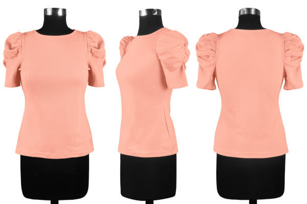 Solid Short Sleeves Peach T-Shirt - Image 6