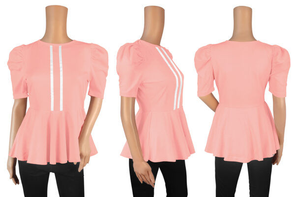 Round Neck Peach Solid T-Shirt - Image 5