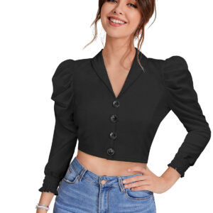 Black Lapel Collar Top