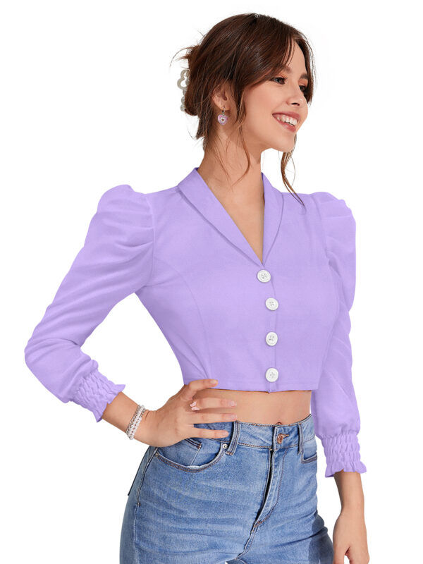 Purple Lapel Collar Top - Image 2