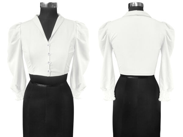 White Lapel Collar Top - Image 6