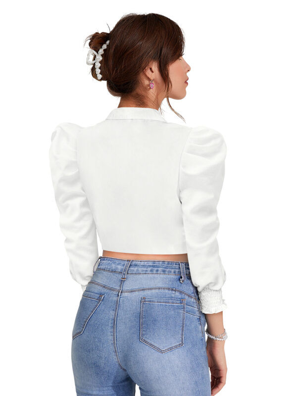 White Lapel Collar Top - Image 4