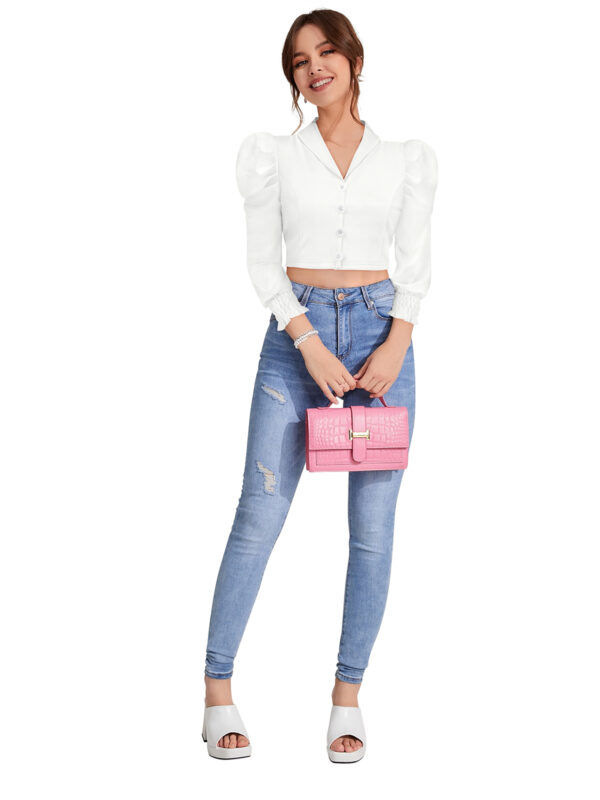 White Lapel Collar Top - Image 5
