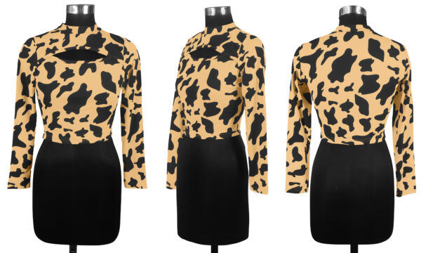 Polyester Cow Pattern Chiku T-Shirt - Image 6