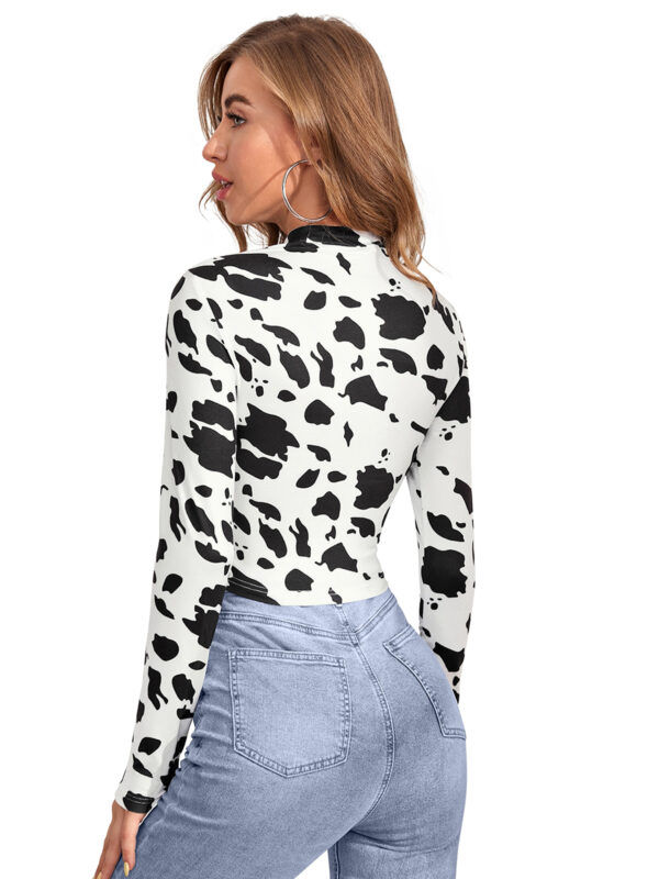 Polyester Cow Pattern White T-Shirt - Image 4
