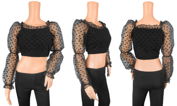 Black Full Sleeves Square Neck Top - Image 6