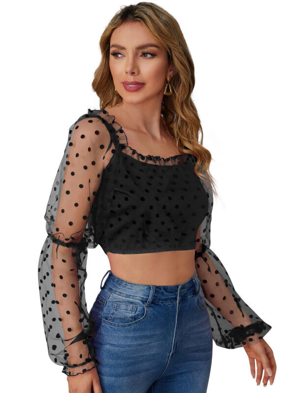 Black Full Sleeves Square Neck Top - Image 2