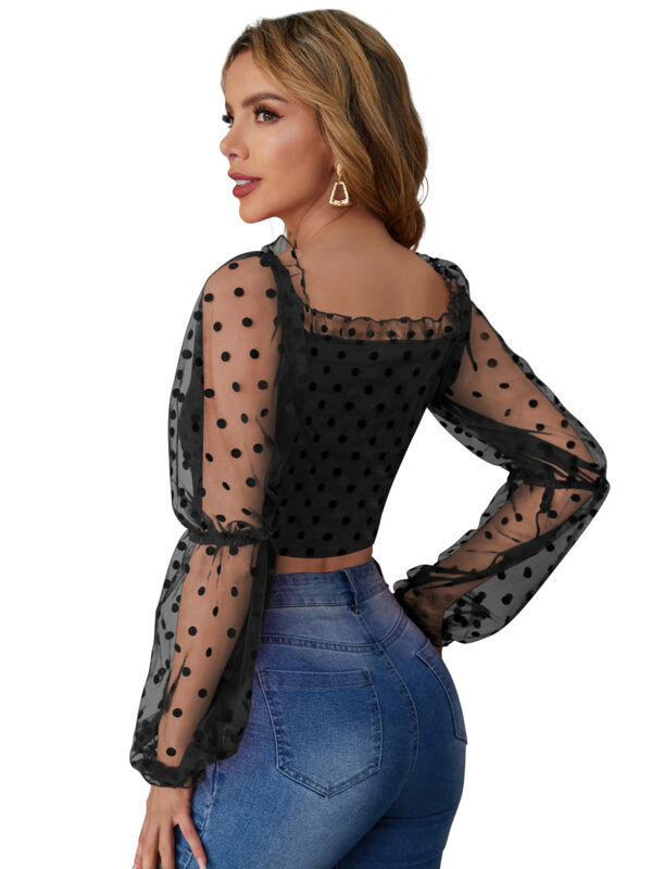 Black Full Sleeves Square Neck Top - Image 4