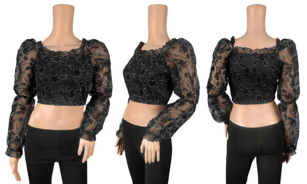 Black Full Sleeves Square Collar Top - Image 6