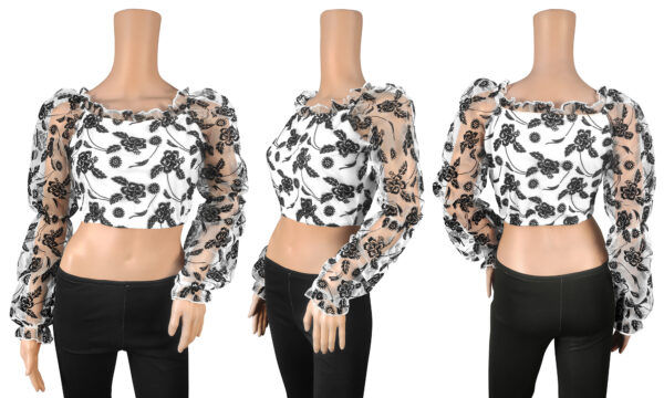 White Full Sleeves Square Collar Top - Image 6