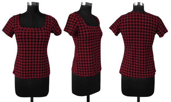 Maroon Short Sleeves Square Neck T-Shirt - Image 6