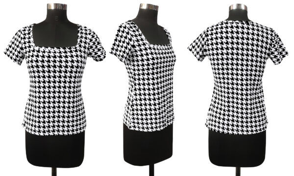 White Short Sleeves Square Neck T-Shirt - Image 6