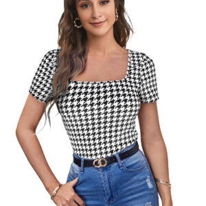 White Short Sleeves Square Neck T-Shirt