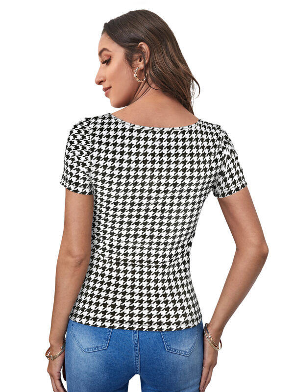White Short Sleeves Square Neck T-Shirt - Image 4