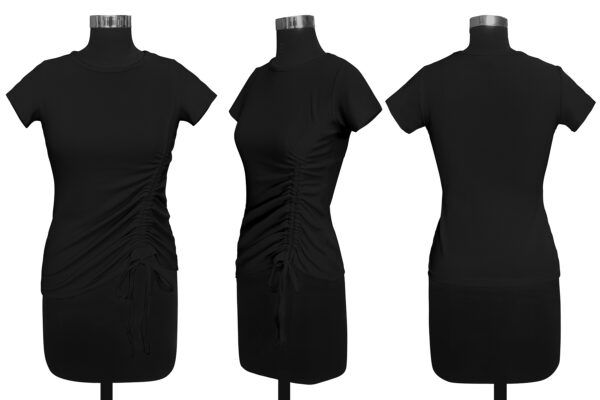 Black Short Sleeves Round Neck T-Shirt - Image 6