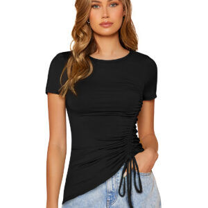 Black Short Sleeves Round Neck T-Shirt