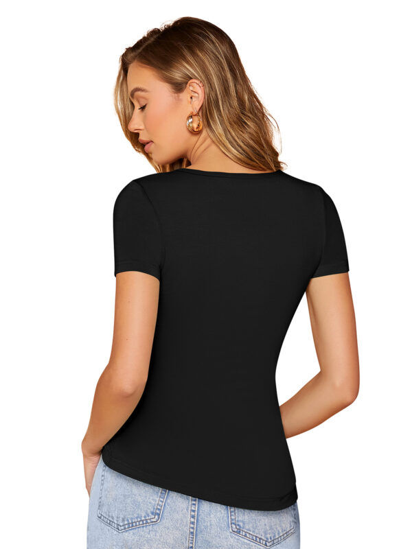 Black Short Sleeves Round Neck T-Shirt - Image 4