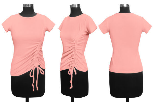 Peach Short Sleeves Round Neck T-Shirt - Image 6