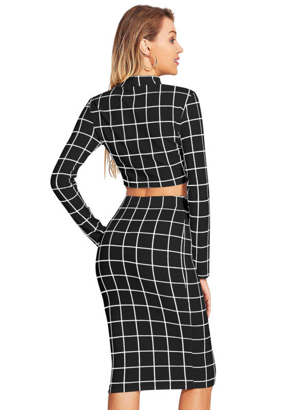 Black Checkered Pattern Skirt Top - Image 4