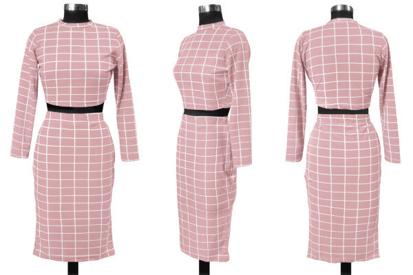 Pink Checkered Pattern Skirt Top - Image 5