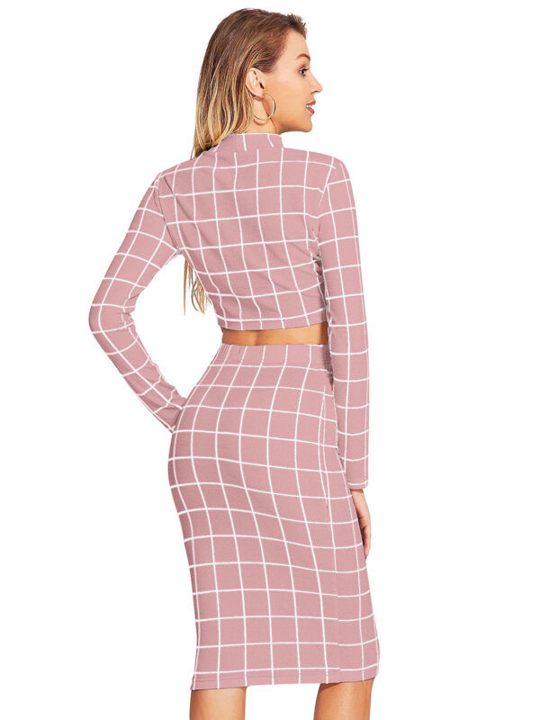 Pink Checkered Pattern Skirt Top - Image 4