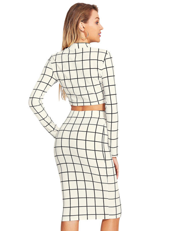 White Checkered Pattern Skirt Top - Image 4