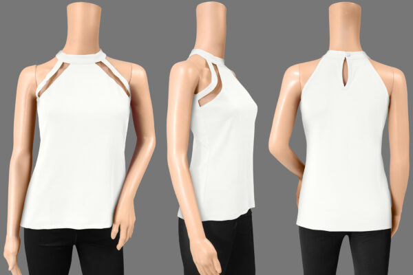 Halter Neck White Sleeveless T-Shirt - Image 6