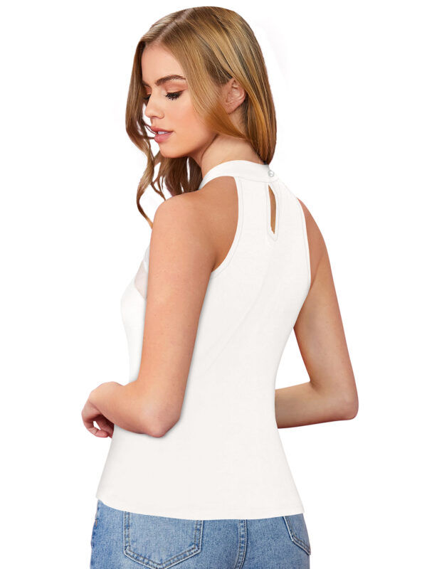 Halter Neck White Sleeveless T-Shirt - Image 3