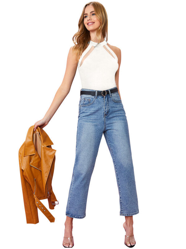 Halter Neck White Sleeveless T-Shirt - Image 5