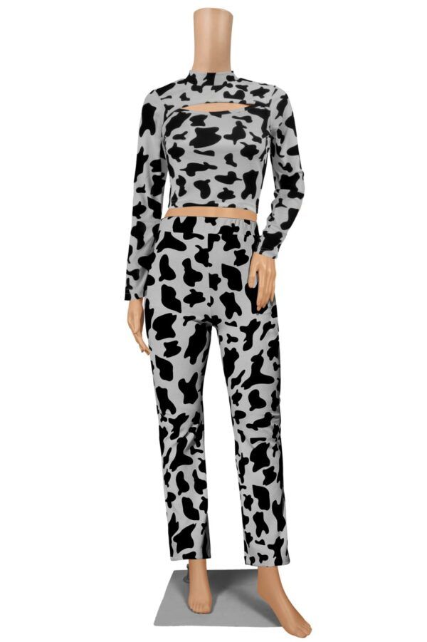 Polyester Cow Pattern Grey Pant T-Shirt - Image 6
