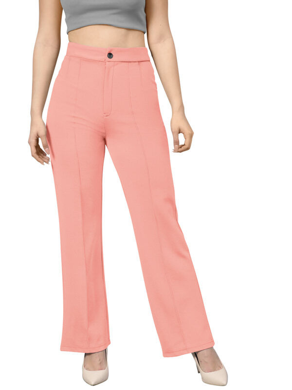 Polyester Solid Peach Pant - Image 5