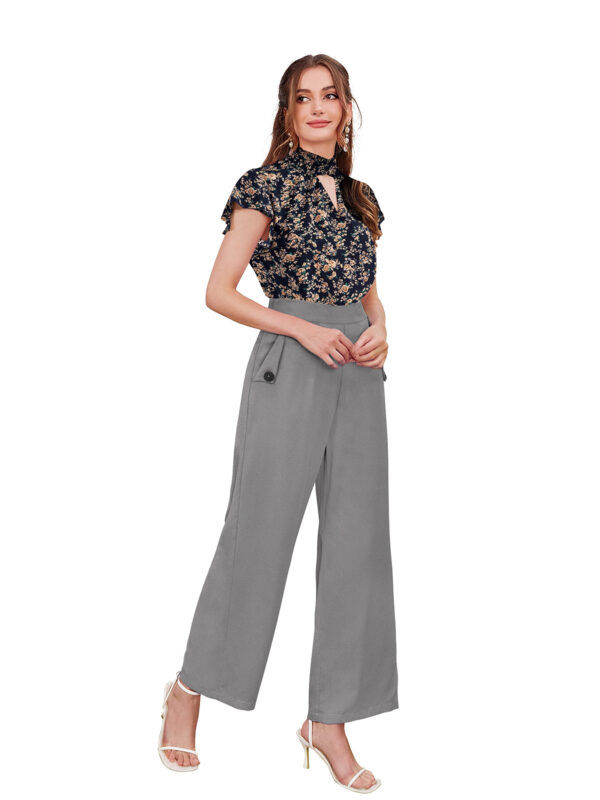Women’s Grey Color Polyester Knitting Pant