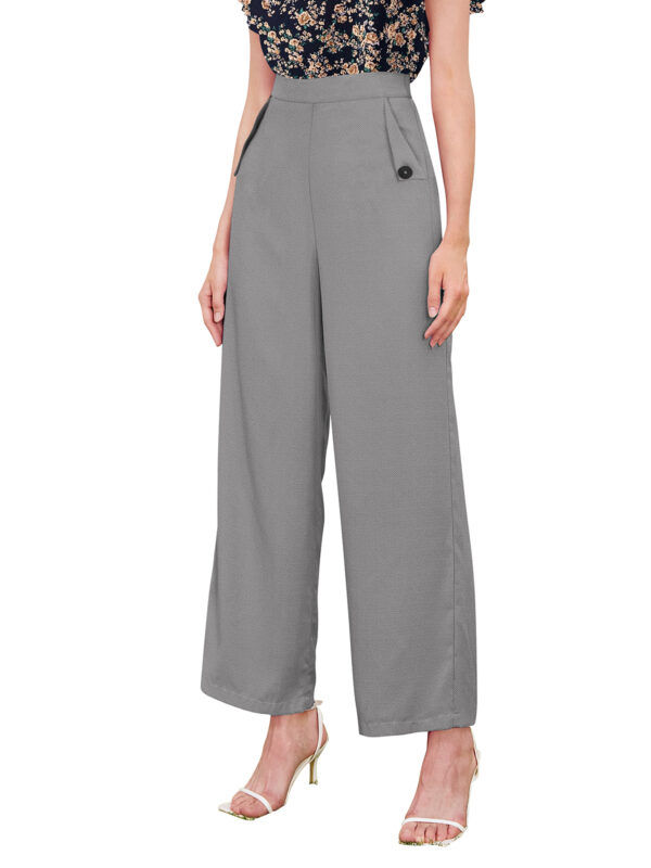 Women’s Grey Color Polyester Knitting Pant - Image 3