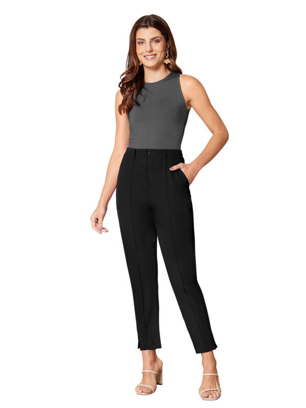 Women’s Black Color Polyester Knitting Pant - Image 5