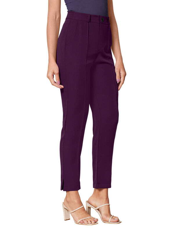 Women’s Polyester Wine Color Knitting Pant - Image 2