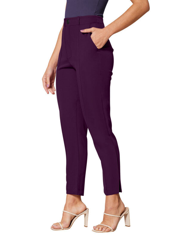 Women’s Polyester Wine Color Knitting Pant - Image 3