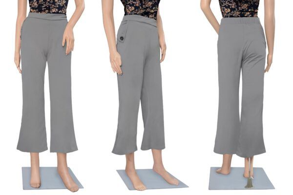 Women’s Grey Color Polyester Knitting Pant - Image 5