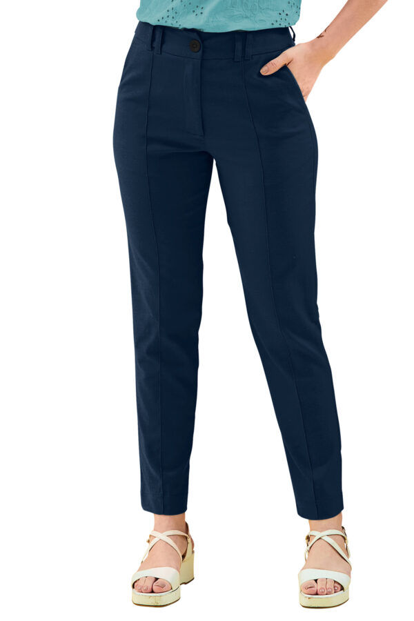 Women’s Navy Blue Color Polyester Knitting Pant - Image 2