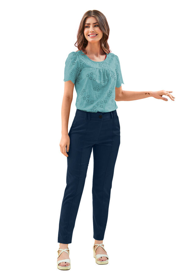 Women’s Navy Blue Color Polyester Knitting Pant - Image 3