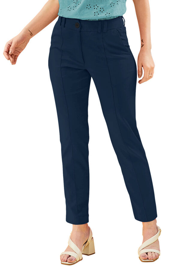 Women’s Navy Blue Color Polyester Knitting Pant - Image 6