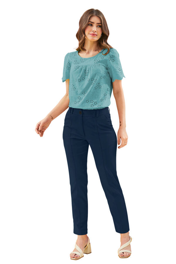 Women’s Navy Blue Color Polyester Knitting Pant - Image 5