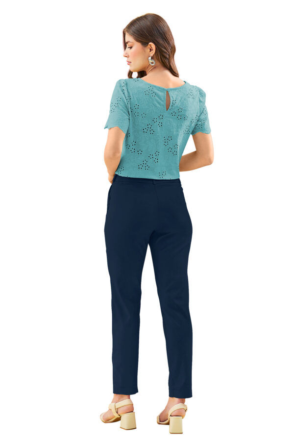Women’s Navy Blue Color Polyester Knitting Pant - Image 7
