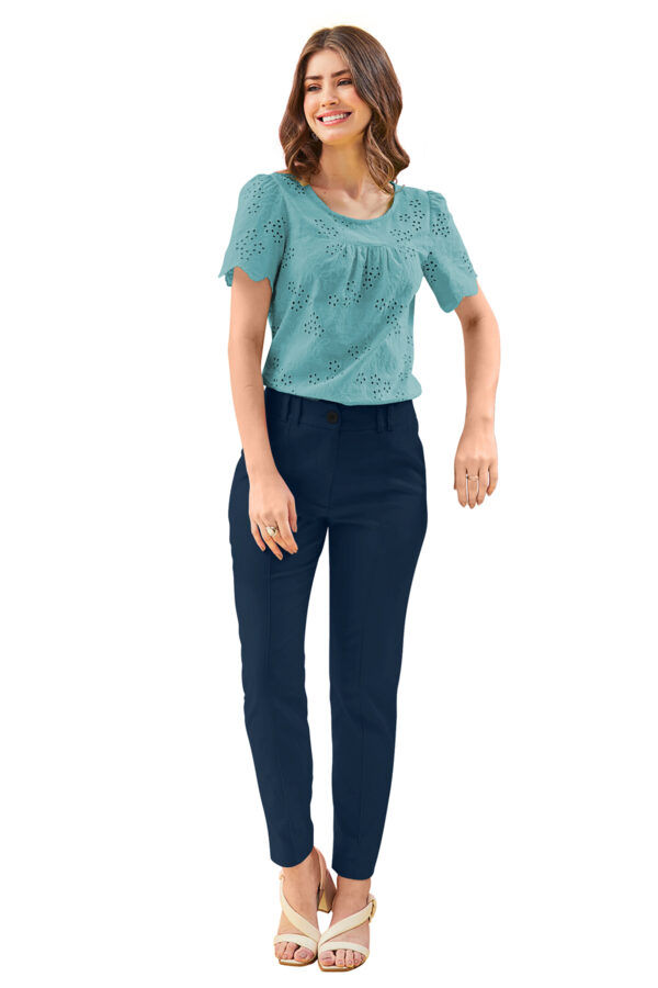 Women’s Navy Blue Color Polyester Knitting Pant - Image 9