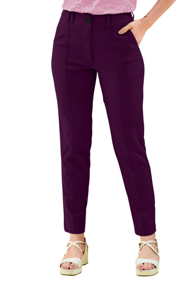 Women’s Wine Color Polyester Knitting Pant - Image 2
