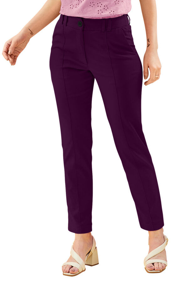 Women’s Wine Color Polyester Knitting Pant - Image 6