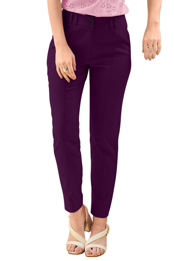 Women’s Wine Color Polyester Knitting Pant - Image 10