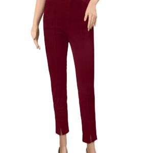 Women’s Maroon Color Polyester Knitting Pant