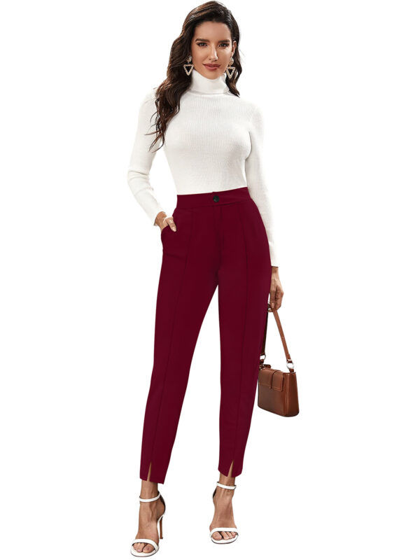 Women’s Maroon Color Polyester Knitting Pant - Image 6