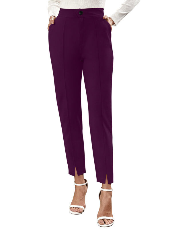 Women’s Polyester Knitting Wine Color Pant - Image 2