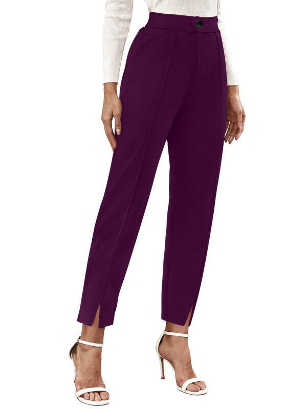 Women’s Polyester Knitting Wine Color Pant - Image 3